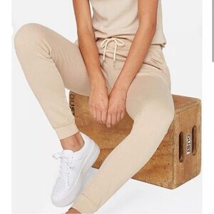 MATE the Label Organic Cotton Terry Cloth Jogger Pants Beige Cream XS
